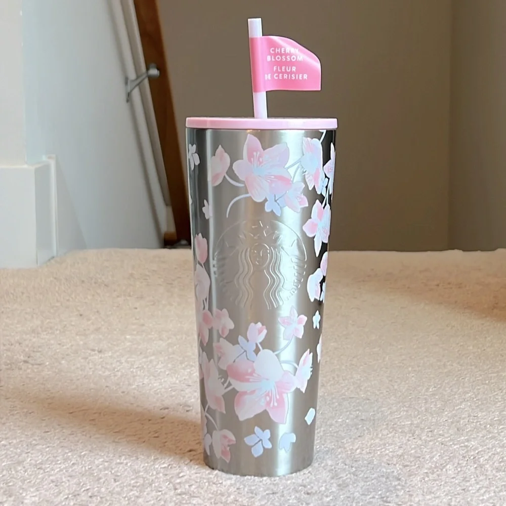 NWT Limited Edition Starbucks Cherry Blossom Stainless Steel Tumbler - Picture 1 of 2